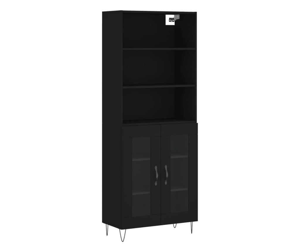 Visoka crna komoda, 69,5x34x180 cm, kompozitno drvo - 2