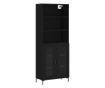 Visoka crna komoda, 69,5x34x180 cm, kompozitno drvo thumbnail 2