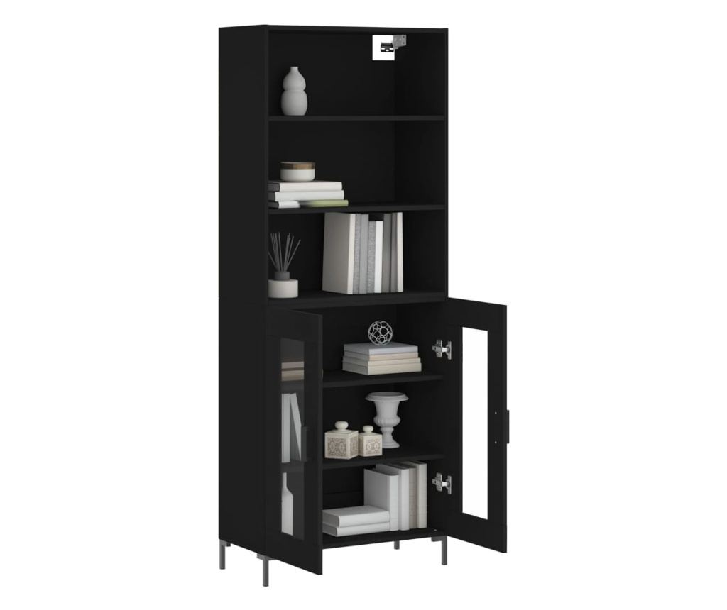 Visoka crna komoda, 69,5x34x180 cm, kompozitno drvo - 3