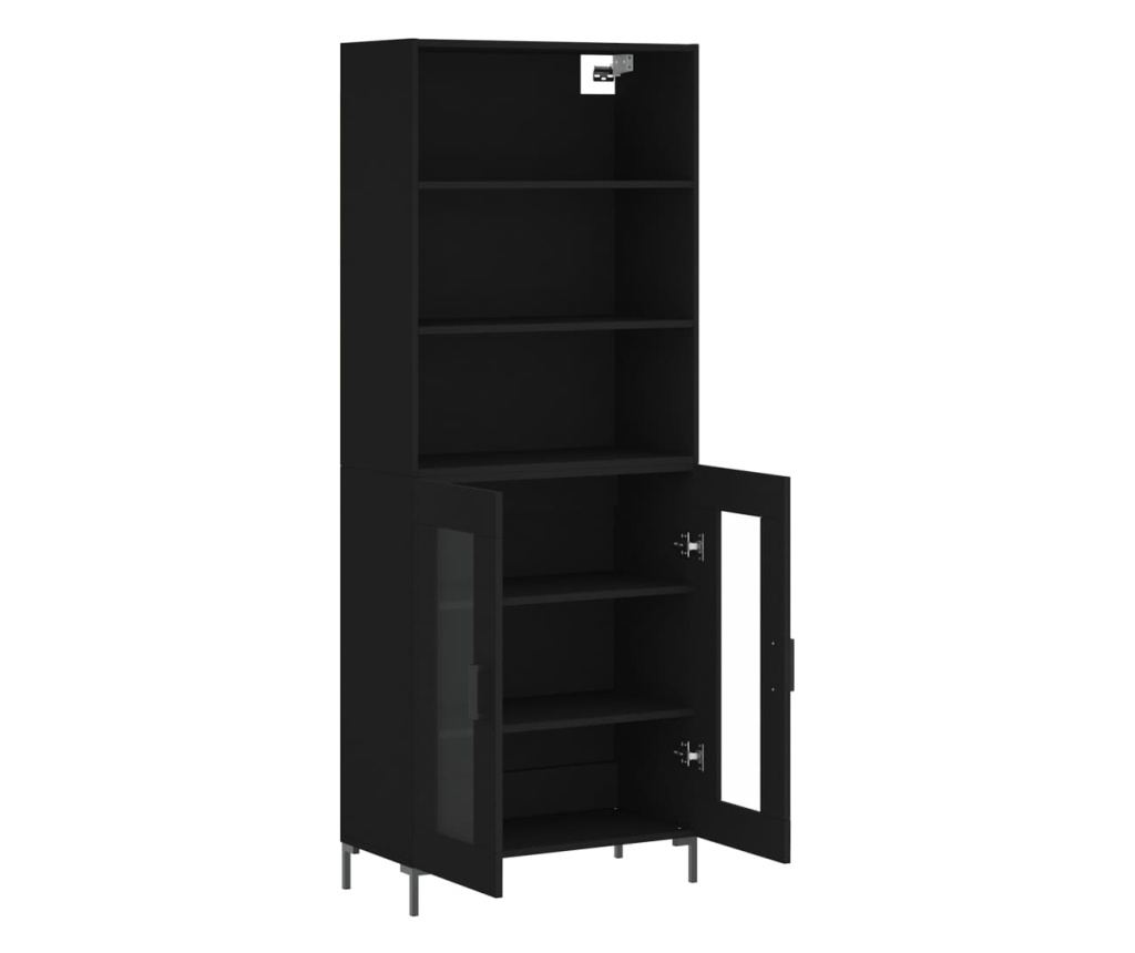 Visoka crna komoda, 69,5x34x180 cm, kompozitno drvo - 4