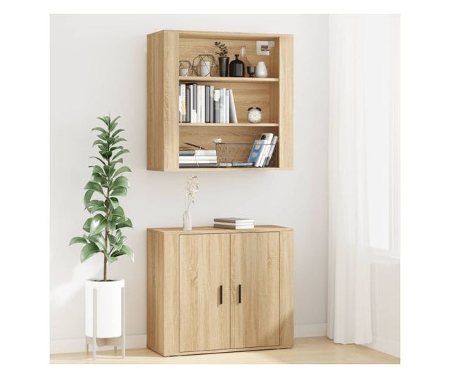 Висок шкаф, сонома дъб, инженерно дърво