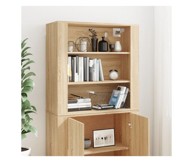 Висок шкаф, сонома дъб, инженерно дърво