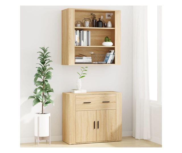 Висок шкаф, сонома дъб, инженерно дърво