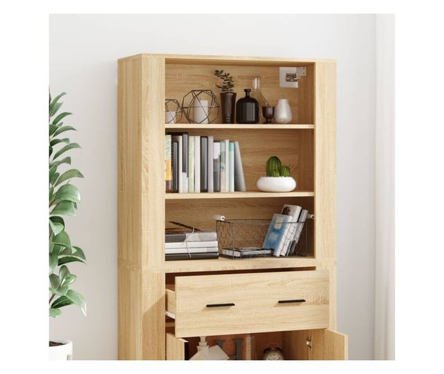 Висок шкаф, сонома дъб, инженерно дърво