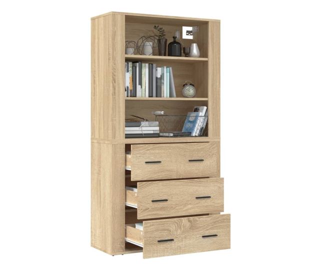 Висок шкаф, сонома дъб, инженерно дърво