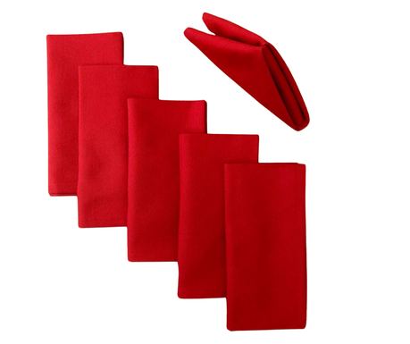 Set 10 Servete de masa Kotonia Home - 45x45 cm, Damasc Saten DeLux, 100% bumbac, Rosu