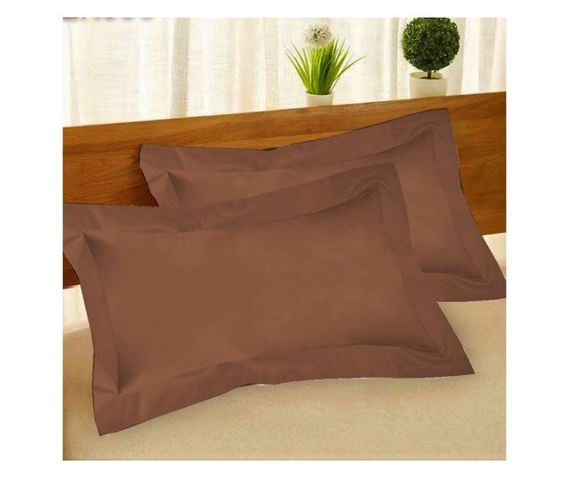 Комплект 2 калъфки за възглавница Kotonia Home Damask Satin DeLux - 100% памук, 50x70 см, Шоколад