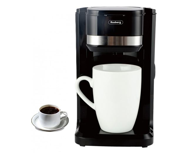 Aparat de cafea Rosberg R51170D, 350W, 150 ml, Cană inclusă, Oprire automată, Negru