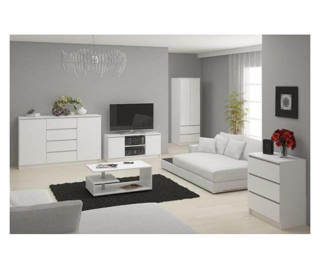 Comoda pentru TV, placa laminata, 6 rafturi, alb, 120x40x55 cm