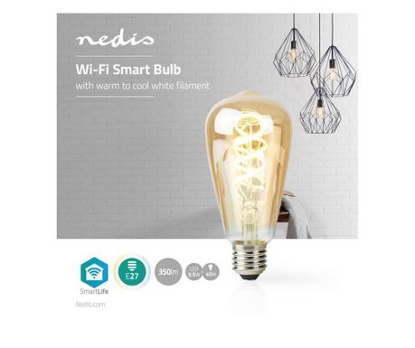 Pametna LED žarnica Wi-Fi z nitko E27 ST64 5.5W 350lm 1800-6500K Nedis