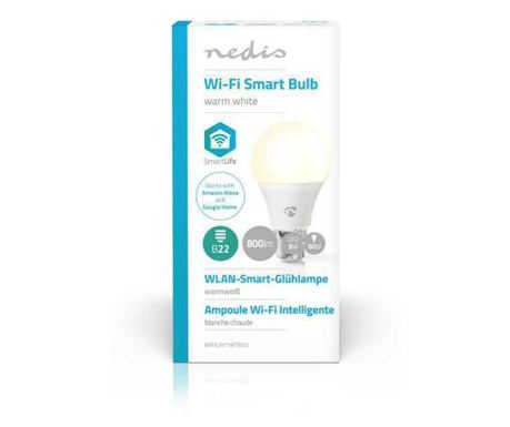 Pametna LED žarnica WiFi B22 9W 800lm topla bela 2700K Nedis