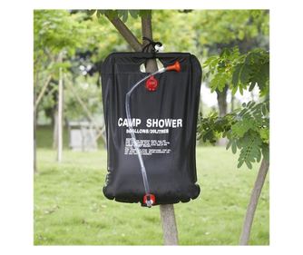 Dus solar suspendat pentru camping sau plaja, capacitate 20l, culoare Neagra