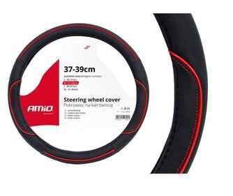 Potah volantu černý + červený pruh SWC-07-M (37-39cm)