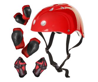 Set Protectie pentru copii, 7 piese, model SKATEBOARD, culoarea Rosie