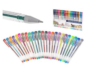 Set 25 piese, Pixuri cu gel multicolor cu sclipici (glitter)