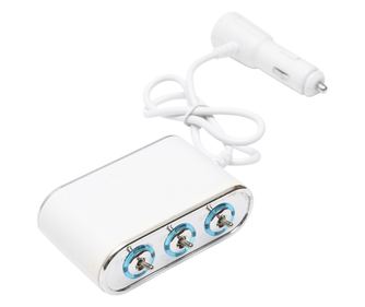 Adaptor bricheta auto tripla 12/24V, iluminata LED, cu intrerupator individual si 1 port USB, 5V, 2.1A