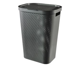 Кош за пране, 2 дръжки, капак, пластмаса, антрацит, 60 L, 44x35x60 см, Infinity Recycled, Curver