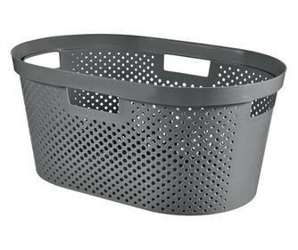 Кош за пране, 4 дръжки, пластмаса, антрацит, 40 L, 59x39x27 см, Infinity Recycled, Curver