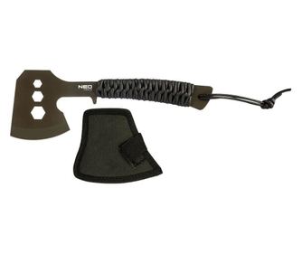 Topor multifunctional, maner paracord, model Survival, inox, negru, NEO