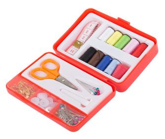 Trusa de croitorie, Verk Group, ace cusut, papiote diverse culori, foarfeca si accesorii, 91 piese