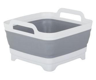 Uscator, scurgator, cutie/caserola alimente pentru camping, Verk Group, silicon, pliabila, gri, 8 L, 29x31x20 cm