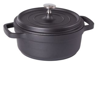 Oala de aluminiu cu capac, negru, 2.2 L, 20 cm, Verk Group