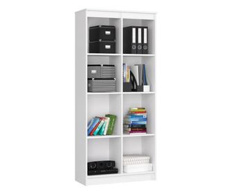 Biblioteca, placa laminata, 8 rafturi, alb, 80x35x180 cm