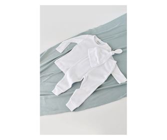 3 részes készlet: blúz hosszú ujjú, hosszú nadrág és sapka organikus és modálpamutból - Fehér, BabyCosy (méret: 18-24 hónapos)