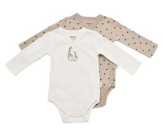 2 hosszú ujjú bodyból álló készlet, Zsiráf, BabyCosy, 100% organikus pamut (méret: 0-3 hónap)