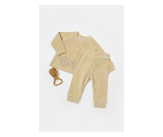Elefántblúz és nadrág szett, 80% biopamut és 20% poliészter - Stone, BabyCosy (Méret: 9-12 hónapos)