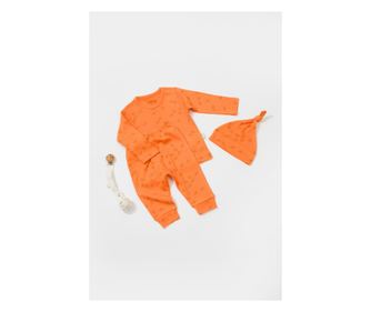 3 részes készlet: blúz, nadrág és kalap Printed, BabyCosy, 50% modál + 50% pamut, sárgabarack (méret: 3-6 hónap)