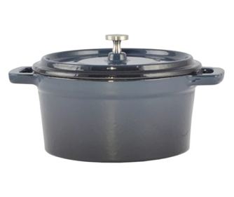 Zománcozott öntöttvas edény tetővel, rozsdamentes fogantyúval, kék, 0,6 L, Perfect Home