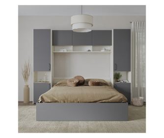 Set dormitor haaus Malmo V11, Pat 200 x 140 cm, Stejar Alb/Antracit
