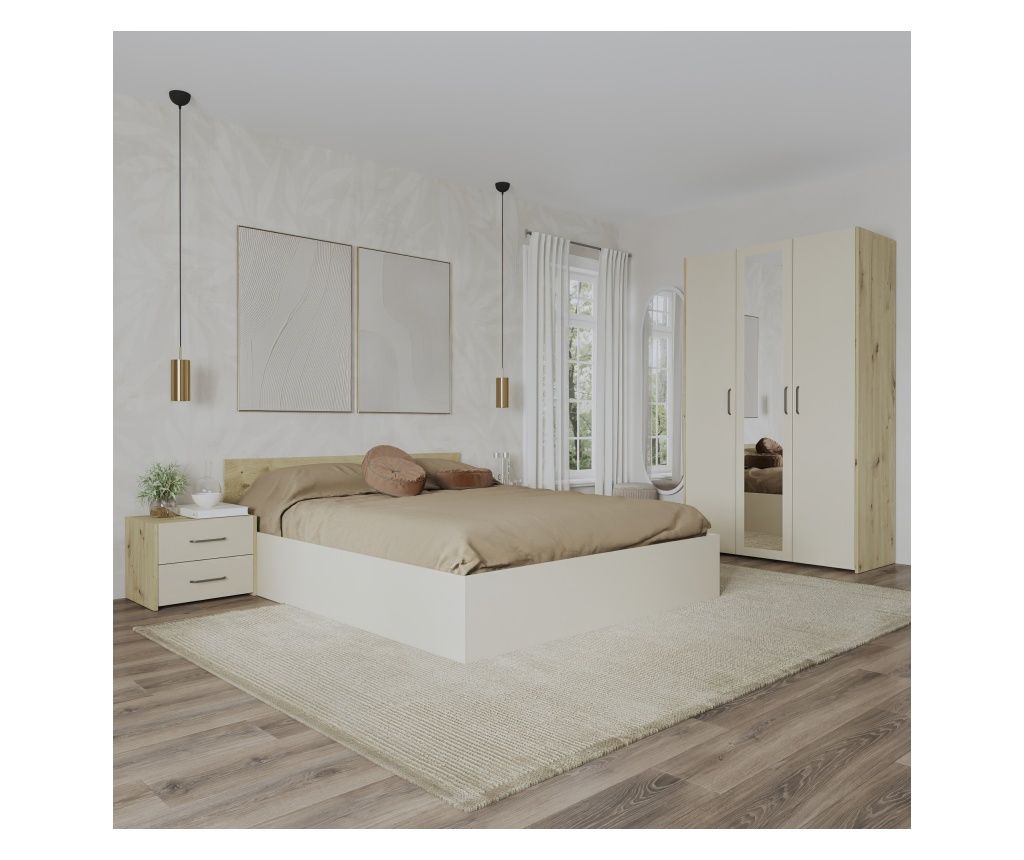 haaus Malmo V3 Bedroom Set, Bed 200 x 140 cm, Artisan Oak/Clay