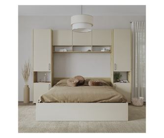 Set dormitor haaus Malmo V11, Pat 200 x 140 cm, Stejar Artisan/Argila