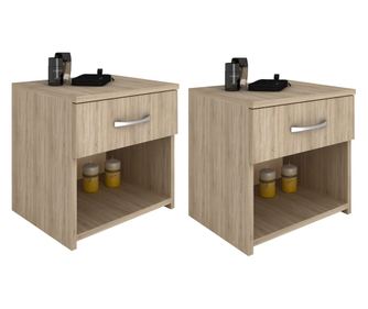 Set 2 Noptiere haaus Malmo, 1 Sertar, Stejar Sonoma, 40 x 35 x 40 cm