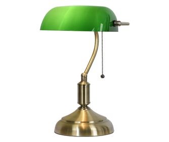 Zlatna željezna svjetiljka sa zelenim staklom, 27x17x41 cm