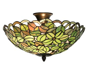 Plafoniera Tiffany metal sticla maro verde 41x24 cm