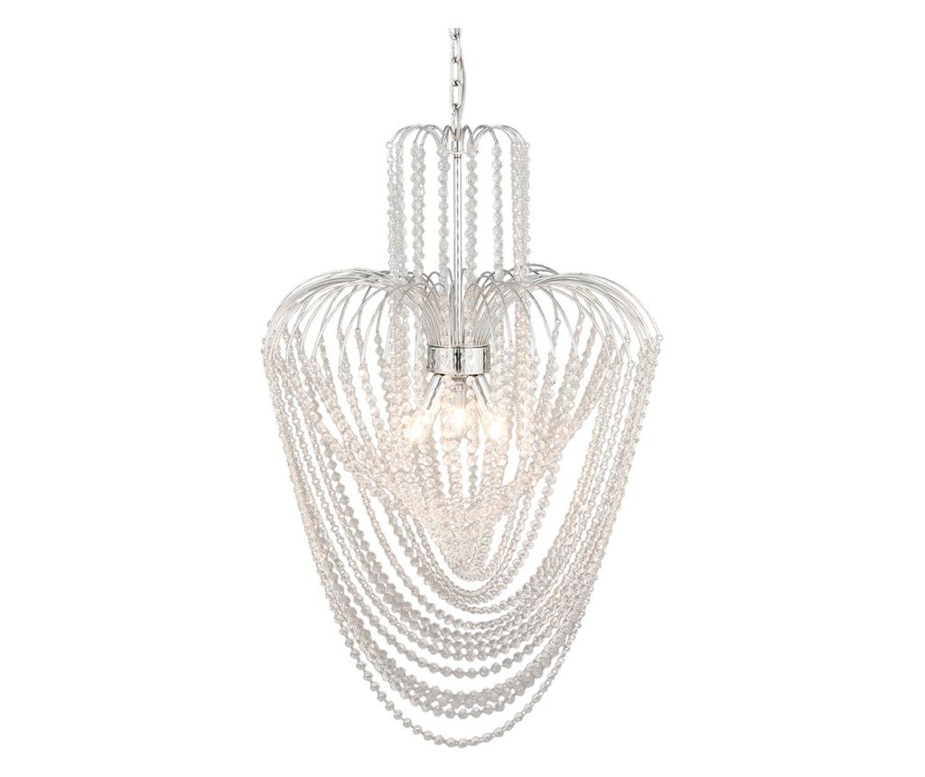 Ezüst színű fém csillár átlátszó üveggel 58x100 cm