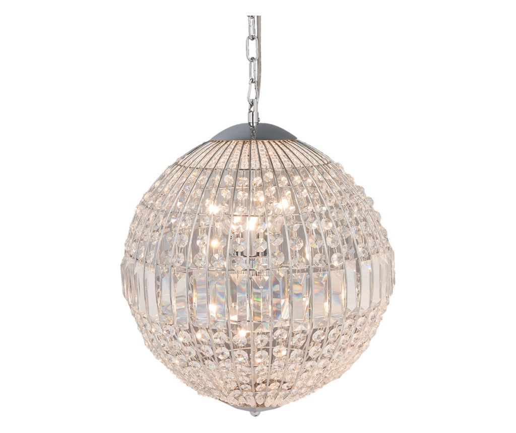 Ασημένιος Μεταλλικός Πολυέλαιος με Διάφανο Γυαλί 40x48/170 εκ.