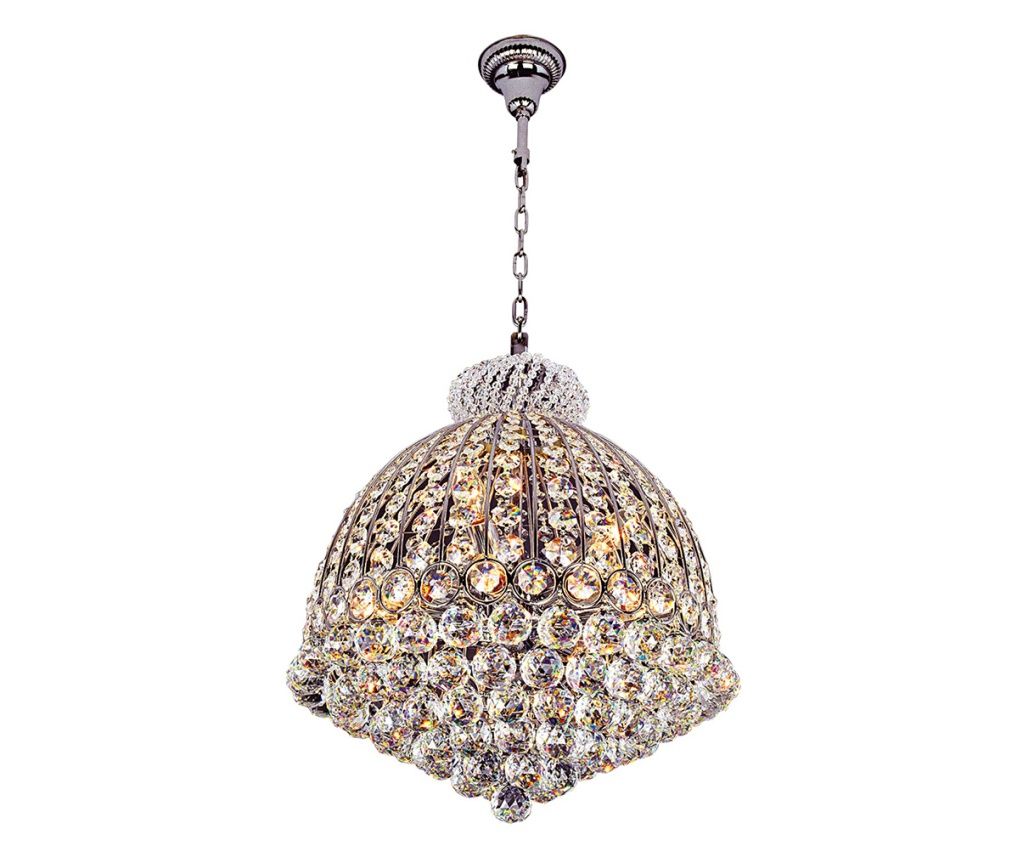 Ασημένιος Μεταλλικός Πολυέλαιος με Διάφανο Γυαλί 48x55/180 εκ.