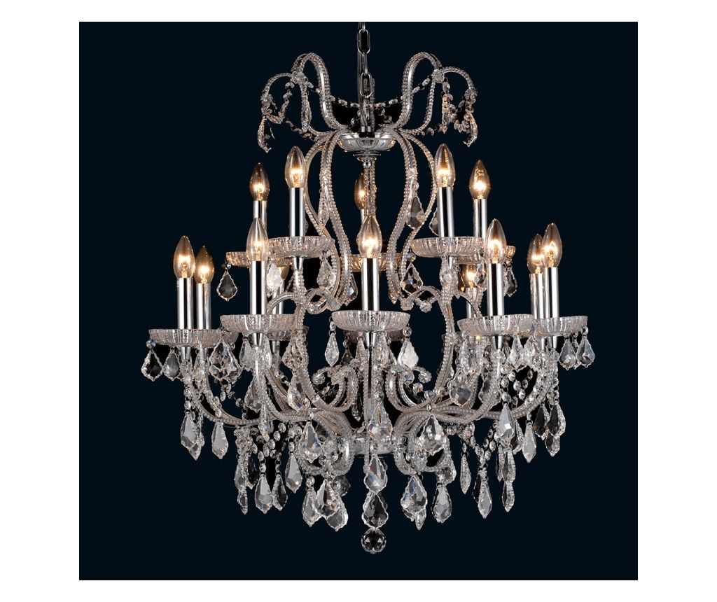 Srebrn kovinski lestenec s prozornim steklom 71x80 cm