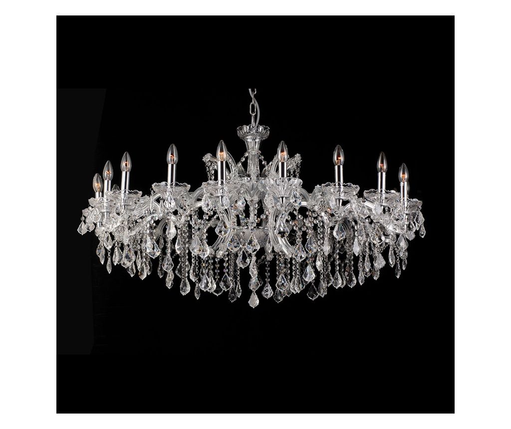 Ezüst színű fém csillár átlátszó üveggel 120x64 cm