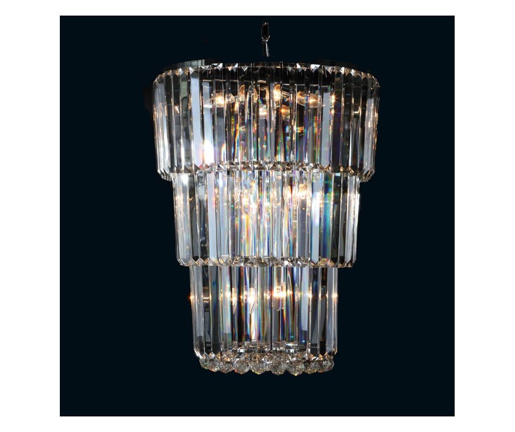 Silver Metal Chandelier with Transparent Glass 55x75 cm