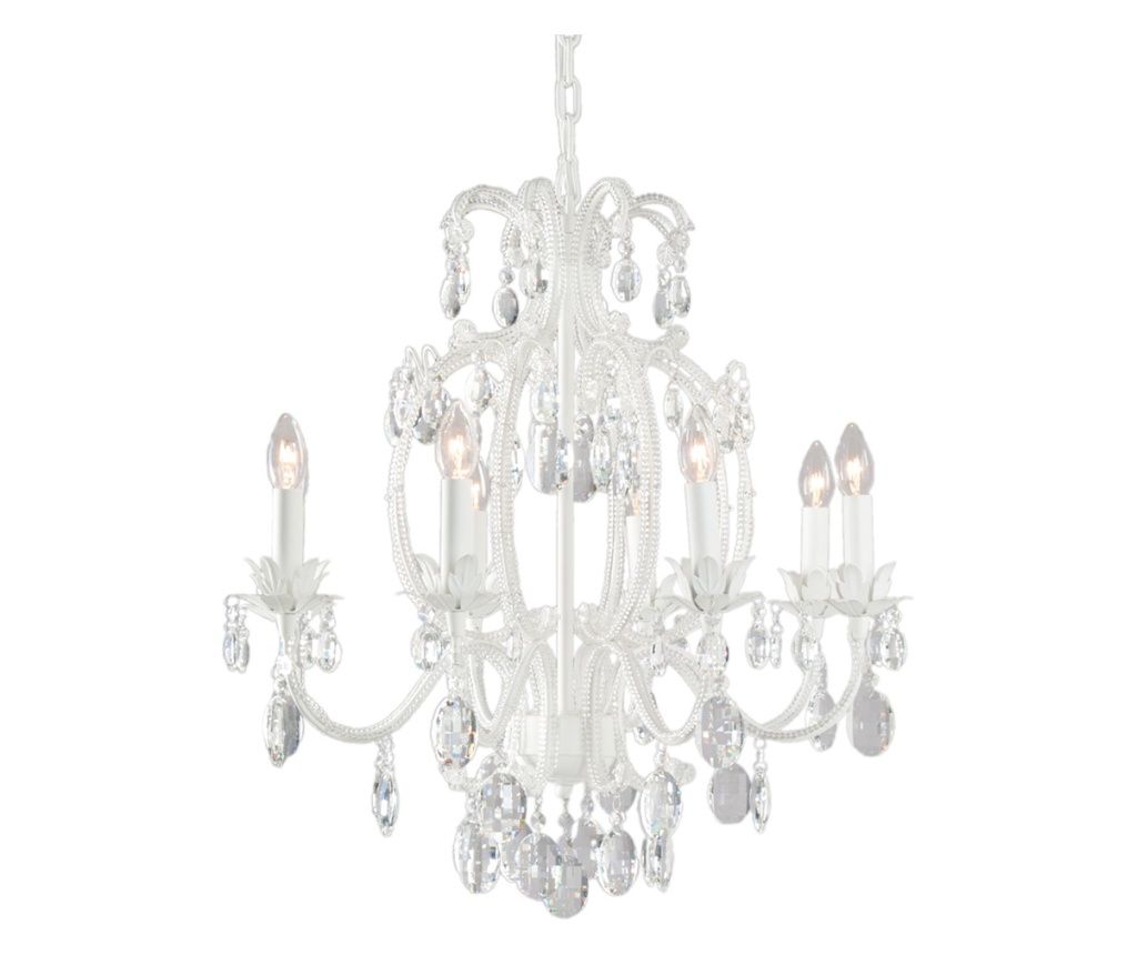 Fehér fém csillár átlátszó üveggel 70x70 cm