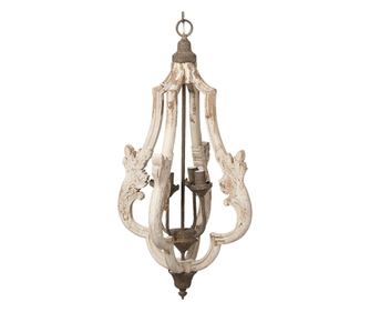 Rjavi lestenec iz železa in starinskega belega lesa 40x79 cm