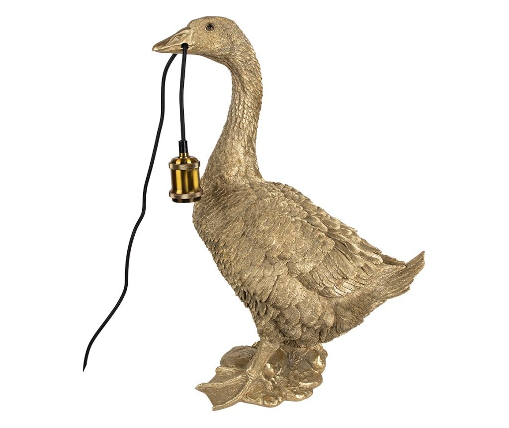 Goose Table Lamp, Polyresin, Gold, 42x23x60 cm
