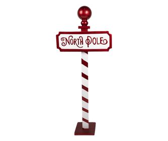 Karácsonyi dekoráció - Fém, fehér/piros, 46x18x110 cm