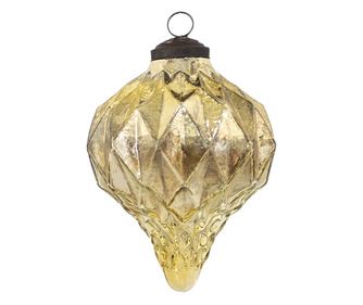4 darabos karácsonyfa üvegdísz készlet, arany, 8x10 cm