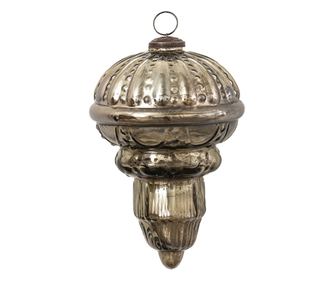 2 darabos karácsonyfa üvegdísz szett, barna és arany, 14x22 cm